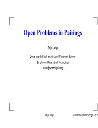 Open Problems in Pairings