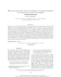 What Is the Use of the History of Geology to a Practicing Geologist? the Propaedeutical Case of Stratigraphy