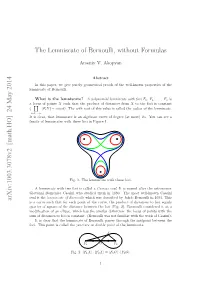 24 May 2014 the Lemniscate of Bernoulli, Without Formulas