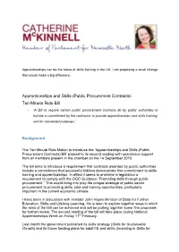 Apprenticeships and Skills (Public Procurement