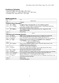 Conference Schedule * Invited Talk (Bold): 40Min (Talk 30Min + Q&A 10Min)