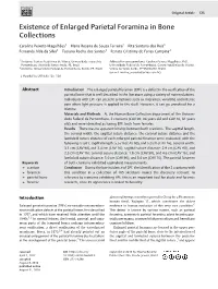 Existence of Enlarged Parietal Foramina in Bone Collections