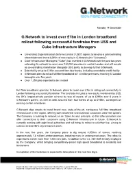 G.Network to Invest Over £1Bn in London Broadband Rollout Following Successful Fundraise from USS and Cube Infrastructure Managers