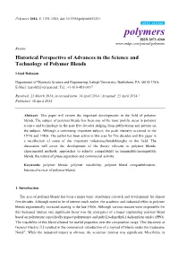 Historical Perspective of Advances in the Science and Technology of Polymer Blends
