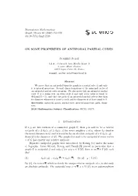 On Some Properties of Antipodal Partial Cubes
