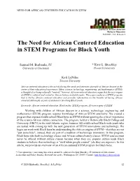 The Need for African Centered Education in STEM Programs For