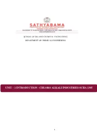 Unit – 1 Introduction - Chloro Alkali Industries-Scha 1305