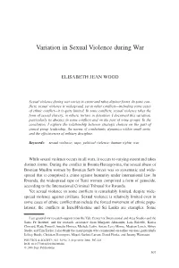 Variation in Sexual Violence During War