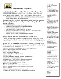 Easy As Pie C) Meat and Cheese Pie A: C—Savory Pies, Not Sweet Leader Introduction: “Book and Bake” Is Designed for All Ages