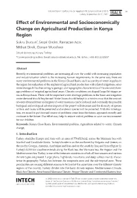 Effect of Environmental and Socioeconomically Change On