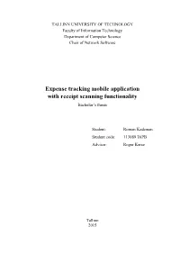 Expense Tracking Mobile Application with Receipt Scanning Functionality Bachelor’S Thesis