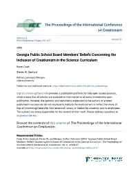 Georgia Public School Board Members' Beliefs Concerning the Inclusion of Creationism in the Science Curriculum