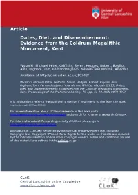 Proceedings of the Prehistoric Society Dates, Diet, and Dismemberment: Evidence from the Coldrum Megalithic Monume