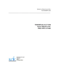 Terminology for Electrostatic Precipitators