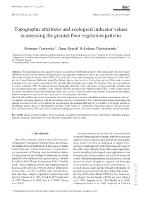 Topographic Attributes and Ecological Indicator Values in Assessing the Ground-Foor Vegetation Patterns