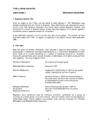1 Tyne & Wear Archives User Guide 3 Methodist Registers