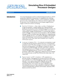 AN 351: Simulating Nios II Processor Designs