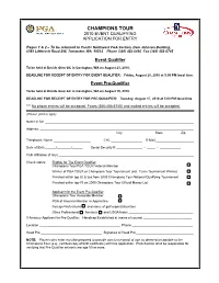 Champions Tour 2010 Event Qualifying Application for Entry