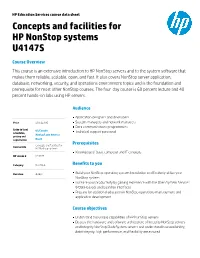 Concepts and Facilities for HP Nonstop Systems U4147S