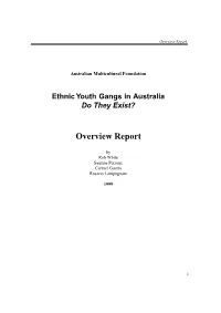 Ethnic Youth Gangs in Australia Do They Exist? Overview Report