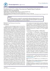Fundamental of Secondary Structures in Peptide Based Synthetic