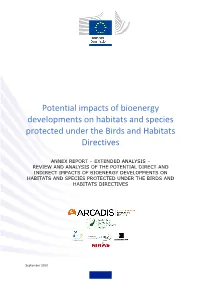 Potential Impacts of Bioenergy Developments on Habitats and Species Protected Under the Birds and Habitats Directives