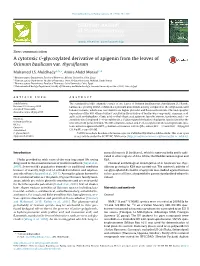 A Cytotoxic C-Glycosylated Derivative of Apigenin from the Leaves Of