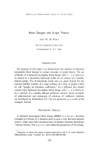 Block Designs and Graph Theory*