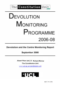 Devolution and the Centre Monitoring Report September 2008