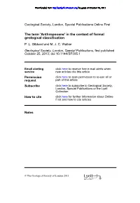 Geological Classification the Term 'Anthropocene'