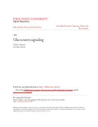 Glia-Neuron Signaling Vladimir Parpura Iowa State University