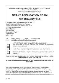 GRANT APPLICATION FORM for Organisations