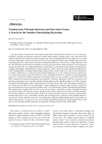 Minireview Nanobacteria, Ultramicrobacteria and Starvation Forms