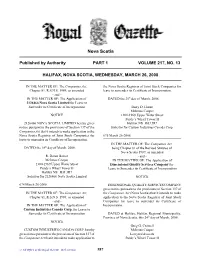 NS Royal Gazette Part I