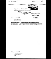 Performance Prediction of Gas Turbines by Solving a System of Non-Linear Equations