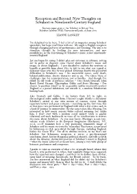 Reception and Beyond: New Thoughts on Schubert in Nineteenth-Century England