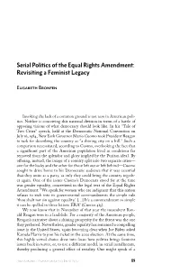 Serial Politics of the Equal Rights Amendment: Revisiting a Feminist Legacy