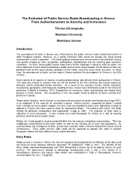 The Evolution of Public Service Radio Broadcasting in Greece: from Authoritarianism to Anarchy and Irrelevance