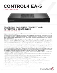 Control4 EA-5 V2 Data Sheet