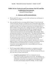 Public Sector Contracts and Concessions: the FGC and the Confidential Assessments Second Bi-Annual Report