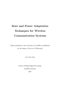 Rate and Power Adaptation Techniques for Wireless Communication Systems