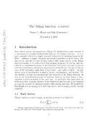Arxiv:1110.1691V2 [Math.CA] 7 Nov 2011 the Takagi Function: a Survey