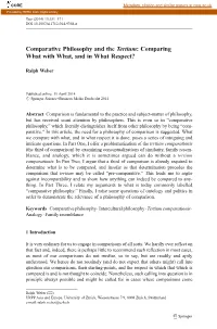 Comparative Philosophy and the Tertium: Comparing What with What, and in What Respect?