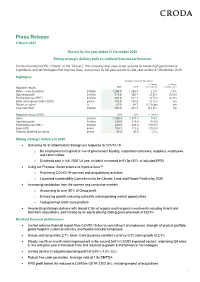 Croda 2020 Results