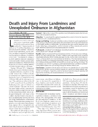 Death and Injury from Landmines and Unexploded Ordnance in Afghanistan