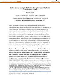 Ending Nuclear Testing in the Pacific: Bishop Bryce and the Pacific Conference of Churches
