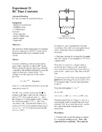 Experiment 21 RC Time Constants