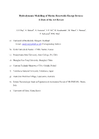 Hydrodynamic Modelling of Marine Renewable Energy Devices: a State of the Art Review