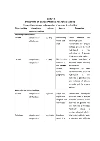 Lecture 3 STRUCTURE of DISACCHARIDES