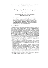 Multi-Paradigm Declarative Languages*